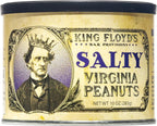 King Floyd's Salty Virginia Peanuts: 10 oz, Salted Flavored Peanuts, An Absolute Classic, Resealable Lid, Snack at your own risk, Once you start its difficult not to finish the whole tin.