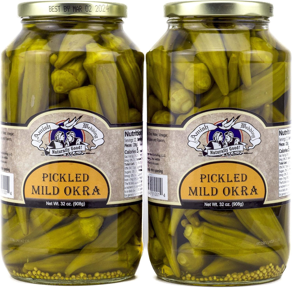 Amish Wedding Mild Pickled Okra 32 Ounces (Pack of 2)
