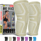 Knee Brace for Meniscus Tear 2 Pack, Knee Compression Sleeve for Men and Women, Knee Support for Arthritis, Swelling, Inflammation, ACL, Pain Relief, Running, Workout, Sports and Recovery Beige XL