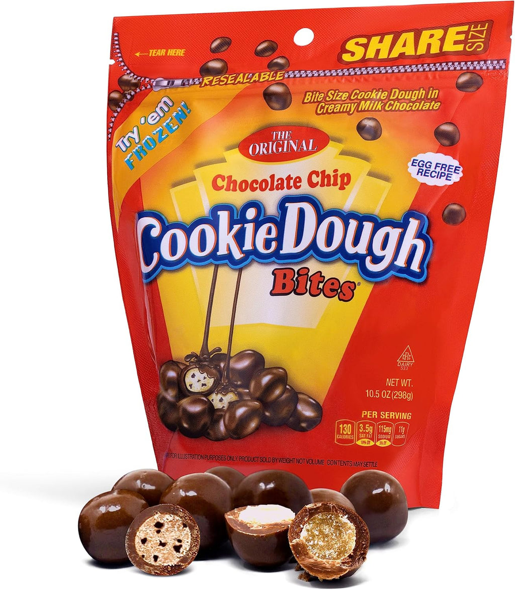 Candylandia Cookie Dough Bites Candy with Raw Edible Cookie Dough in Value Size 10.5 ounce bag | Chocolate Chip Flavor | 1 bag
