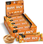 Raw Rev Vegan Protein Bars- Creamy Peanut Butter & Sea Salt, 12 bars, Non-GMO, Plastic-Neutral, Nothing Artificial, Glo Formula, Gluten-Free, Keto-Friendly, Paleo, Kosher, Soy-Free, No Sugar Alcohols, No Stevia.