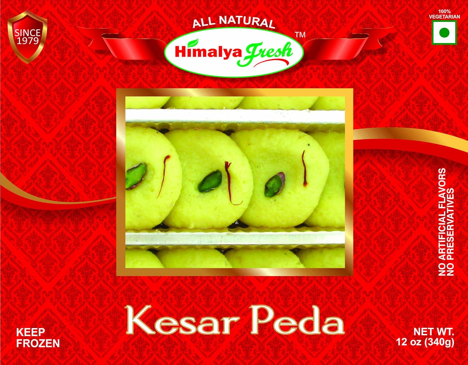 HIMALYA FRESH Kesar Peda 12 oz - Premium Authentic, Luxurious Sweet Made With Pure Grass fed water Buffalo Milk and Kashmir Saffron - No Fillers Or Preservatives (1 Boxes)