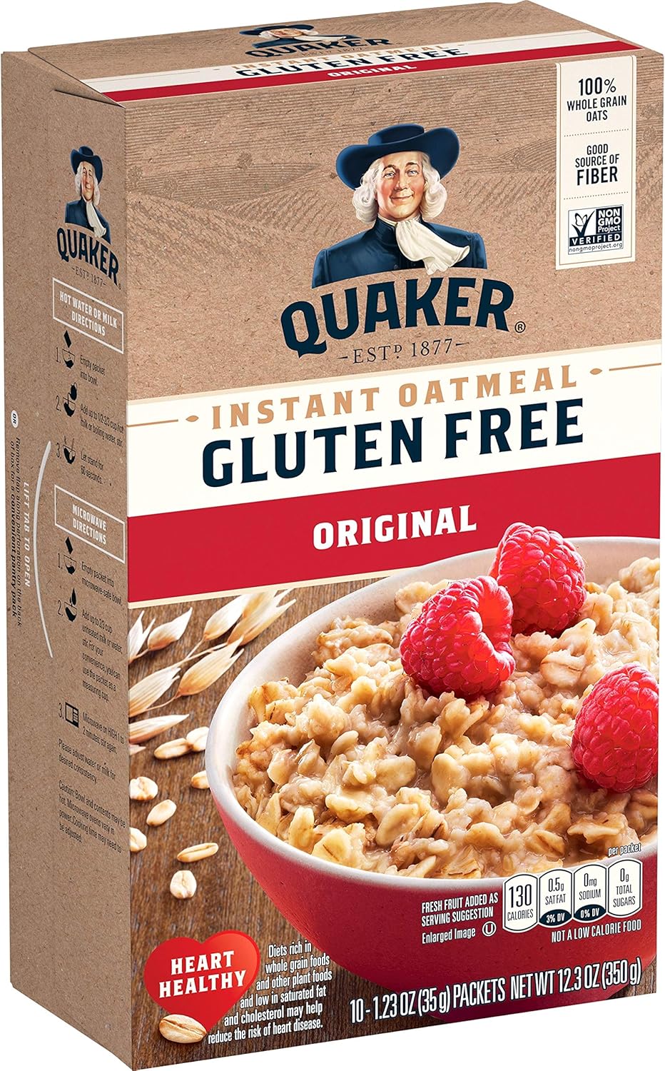 Quaker Instant Oatmeal, Gluten Free Original, Breakfast Cereal, 10 Packets