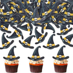40 Pack Edible Halloween Cupcake Toppers Edible Wizard hat Cupcake Topper Witch Hat Cake Decors Halloween Party Cake Supplies Decoration