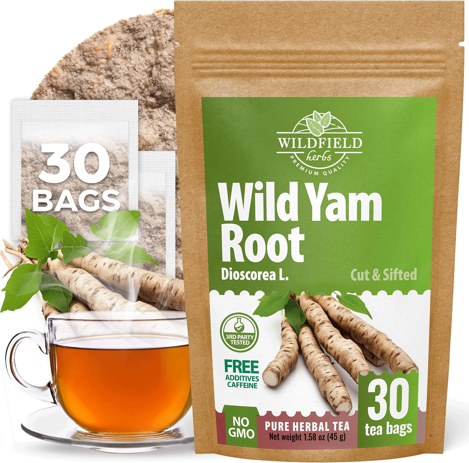 30 Bags Wild Yam Root Herbal Tea (Dioscorea) – 30 Tea Bags 1.5g Dioscorea Root Raíz de Name Silvestre