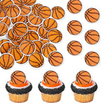 48 Pack Edible Basketball Cupcake Toppers Star Sports Ball Cupcake Picks Decorations for Edible Basketball Sports Players Theme Baby Shower Birthday Party Cake Decorations