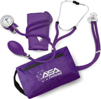 ASA TECHMED Dual Head Sprague Stethoscope and Sphygmomanometer Manual Blood Pressure Cuff Set with Case - Accurate Blood Pressure Monitoring Kit for Healthcare Professionals & Students, Purple