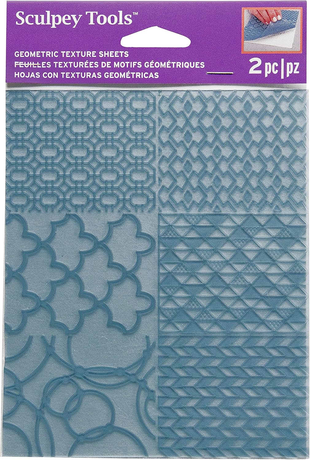 Sculpey Tools Geometric Texture Sheet Set, Reusable 2 Piece Set, Great for All Types of DIY Crafts, Polymer Clay, Jewelry Making and Mixed Media, Great for All Skill Levels