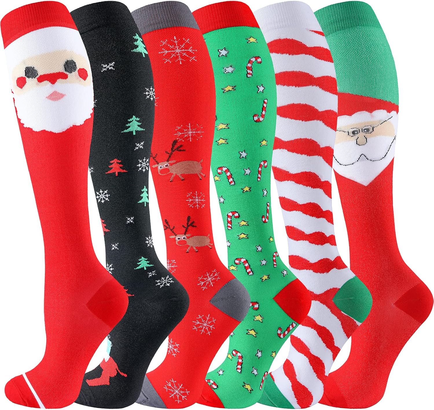 bropite Flora Compression Socks for Women & Men-Knee high 6 Pairs 20-30mmhg Support Running Nurse Travel