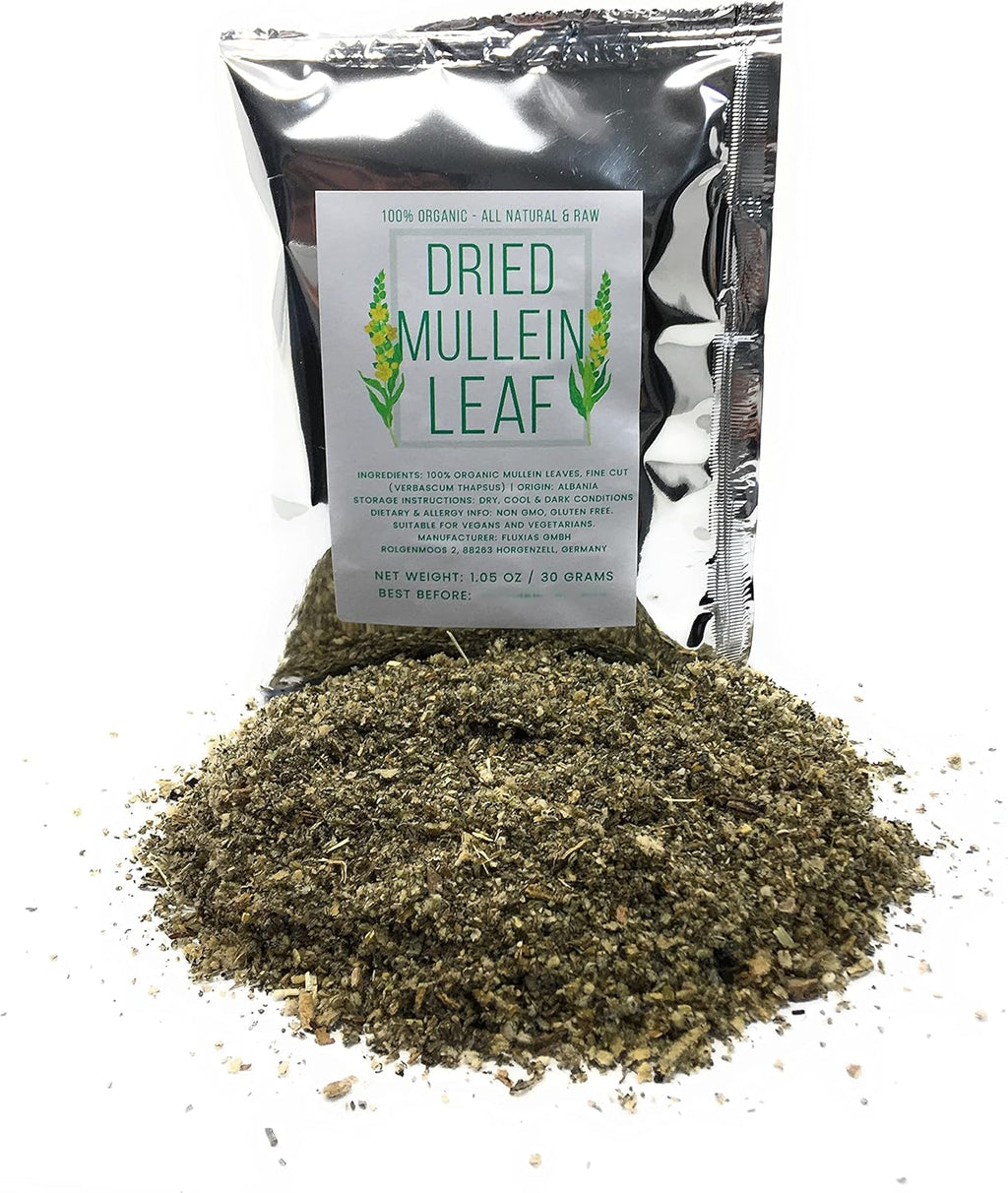 Mullein Leaf Tea - 100% Natural Verbascum Thapsus - Fine Cut, Dried Mullein Loose Leaf Tea - Net Weight: 1.05oz / 30g