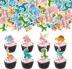 Ercadio 40 PCS Edible Cartoon Dinosaur Cupcake Toppers Drink Topper Picks Cute Cake Topper for Dino Theme Baby Shower Children Kids Birthday Party Cupcake Decor Supplies