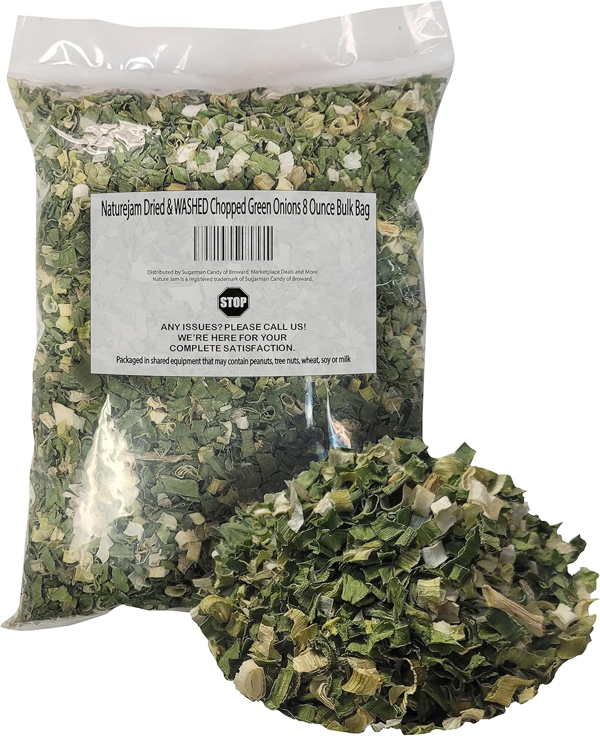 Naturejam Dried & WASHED Chopped Green Onions 8 Ounce Bulk Bag-Just 1 Ingredient, 100% Dehdrated Scallions