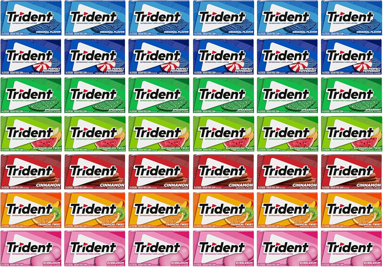 Trident Sugar-Free Chewing Gum Variety Pack Candy,Assorted Flavors, (588 Total Pieces),14 Pieces (Pack of 42)