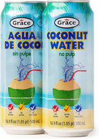 Grace Coconut Water No Pulp 500ml - 2 Pack - Natural Coconut Water Low Sodium - Gluten Free - No Cholesterol - Agua de Coco