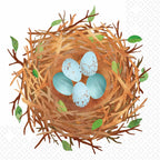 Boston International Party Napkins Disposable 3-Ply Paper Lunch Napkin Pack, 6.5" x 6.5", Bird Nest, 20-Count