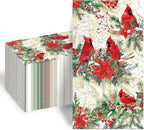 100pcs Christmas Paper Napkins, 3 Ply Disposable Red Cardinal Bird Napkins Christmas Guest Napkins Hand Towels for Bathroom Home Kitchen Table Xmas Party