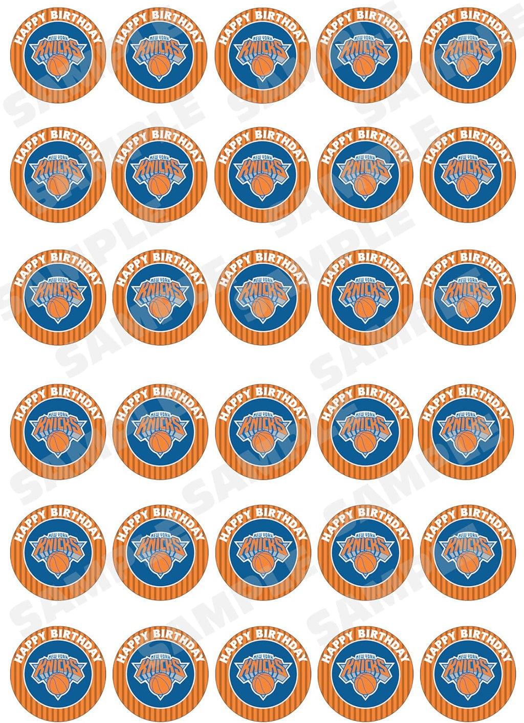 30 x Edible Cupcake Toppers – New York Basketball Team Themed Collection of Edible Cake Decorations | Uncut Edible on Wafer Sheet