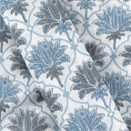 Indian Printed 100% Cotton Cocktail Napkins, Set of 4 20X20 Indian Wedding Decor (Blue and Gray)