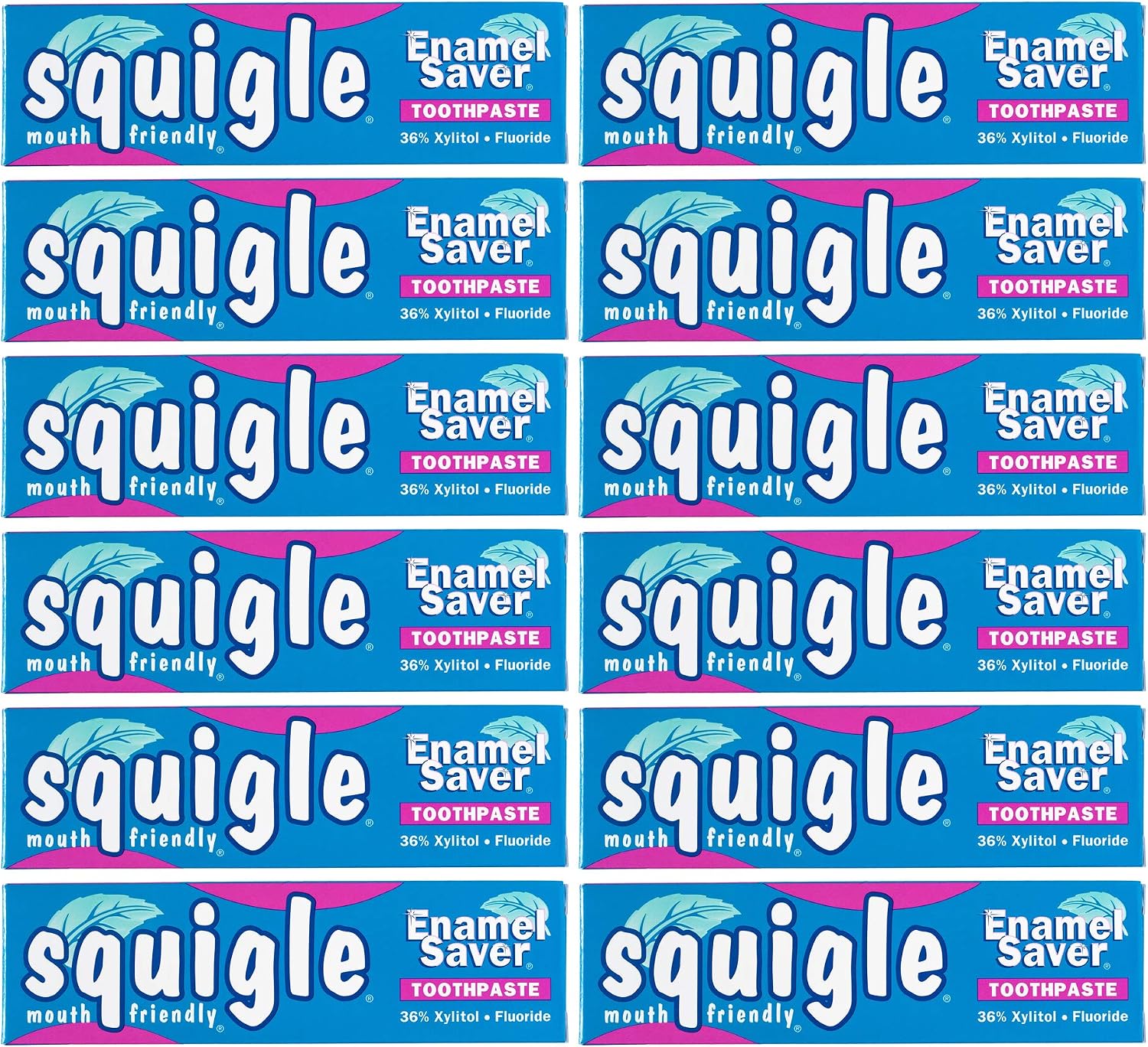 Squigle Enamel Saver Toothpaste (Canker Sore Prevention & Treatment) Prevents Cavities, Perioral Dermatitis, Bad Breath, Chapped Lips - 12 Pack