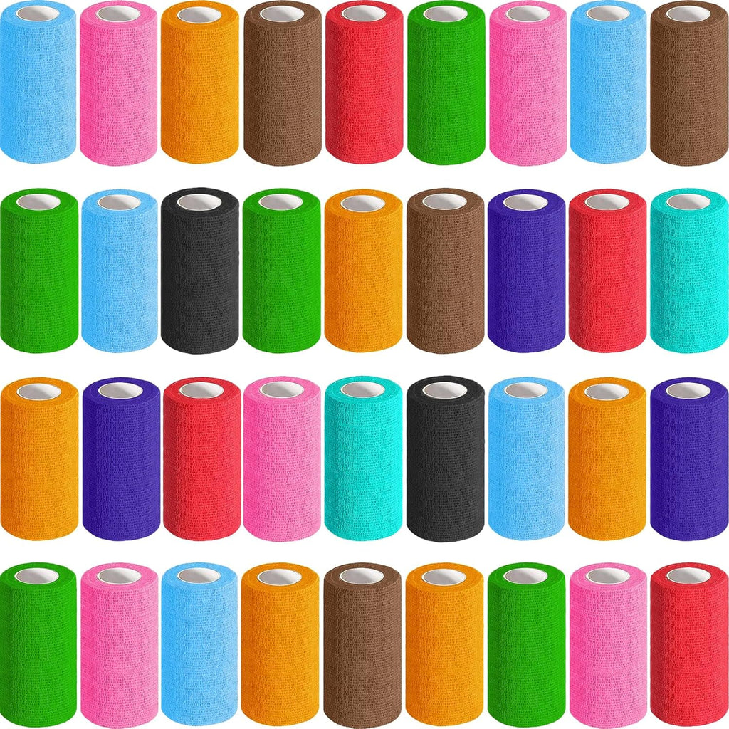 AZEN 36 Pack Self Adhesive Bandage Wrap, 4" X 5 Yards Elastic Cohesive Bandage Wrap, Color Athletic Tape, Tattoo Grip Tape Wrap, Vet Wrap, Ankle Tape
