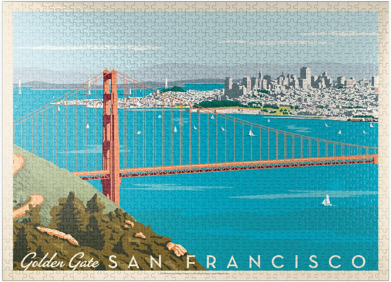 MyPuzzle San Francisco: Golden Gate Bridge (Horizontal) - Premium 1000 Piece Jigsaw Puzzle for Adults