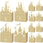 Geiserailie 20 Pieces Castle Box Princess Candy Box Glitter Castle Favor Treat Gift Princess Party Decorations Baby Shower Wedding Supplies(Gold)