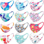 12 Pack Unisex Children Dust Protection, Breathable, Washable and Reusable Face Masks, Boys & Girls (12 PACK, SET VII)