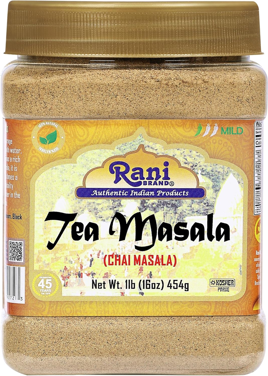 Rani Tea (Chai) Masala Indian Spice Blend 16oz (1lb) 454g Bulk PET Jar ~ All Natural | Vegan | Gluten Friendly | Salt & Sugar Free | NON-GMO | No Colors | Indian Origin