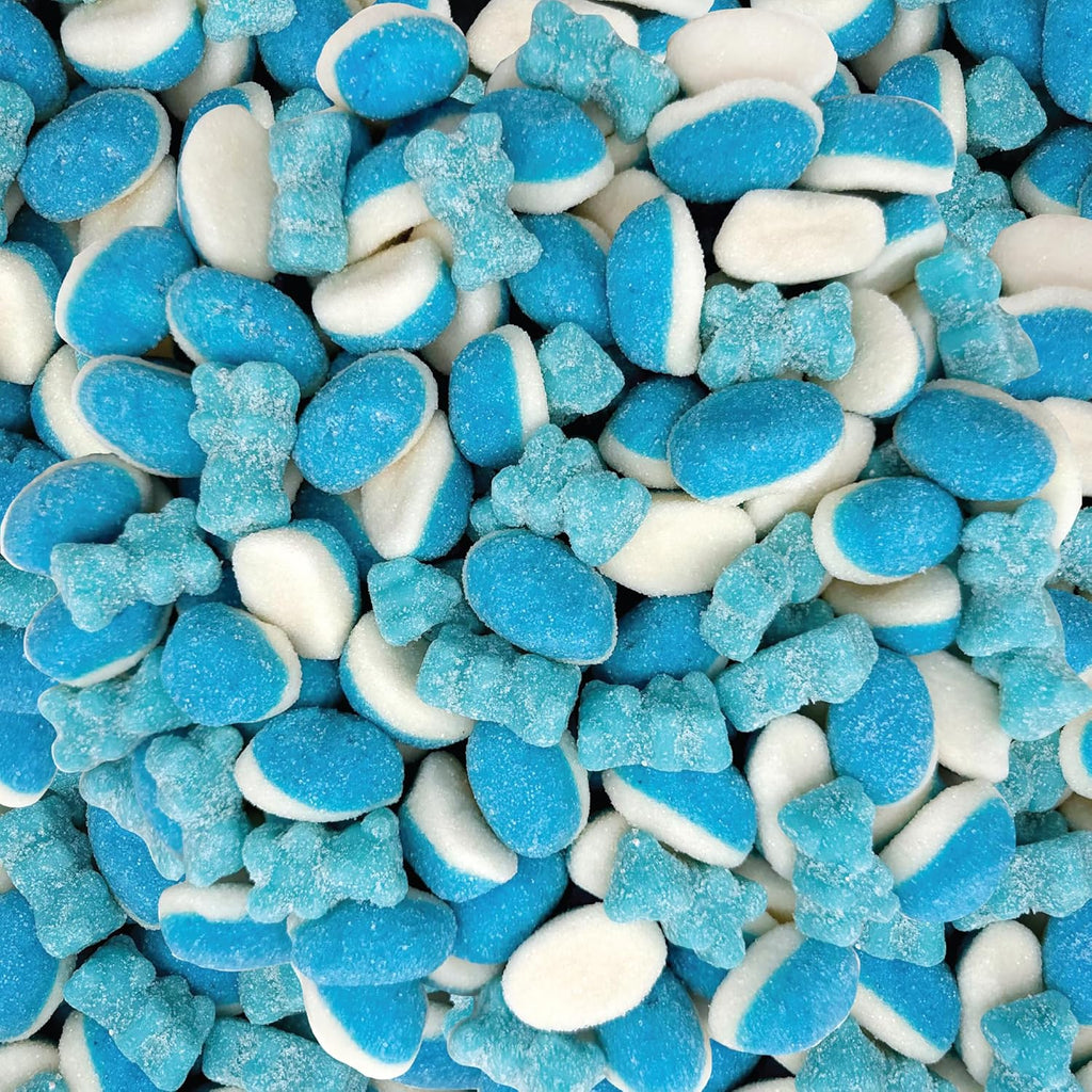 Blue Gummy Candy Mix | 2 Pound Bag | Blue Raspberry Puffs and Sour Bears Gummy Candy | Light Blue Gummies for Candy Buffets, Dessert Decorating, Baby Showers, and Gender Reveal