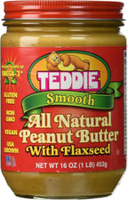 Teddie Smooth All Natural Peanut Butter with Flaxseed (Pack of 4)
