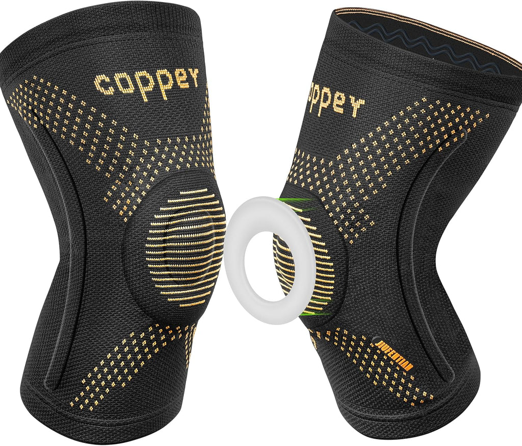 JIUFENTIAN Copper Knee Braces for Arthritis Pain (2 pack)- Professional Knee Suppot with Side Stabilizers - Breathable Compression Sleeves for Pain Relief & Stability (Arthritis, Gym, Work)-Large