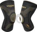 JIUFENTIAN Copper Knee Braces for Arthritis Pain (2 pack)- Professional Knee Suppot with Side Stabilizers - Breathable Compression Sleeves for Pain Relief & Stability (Arthritis, Gym, Work)-Large