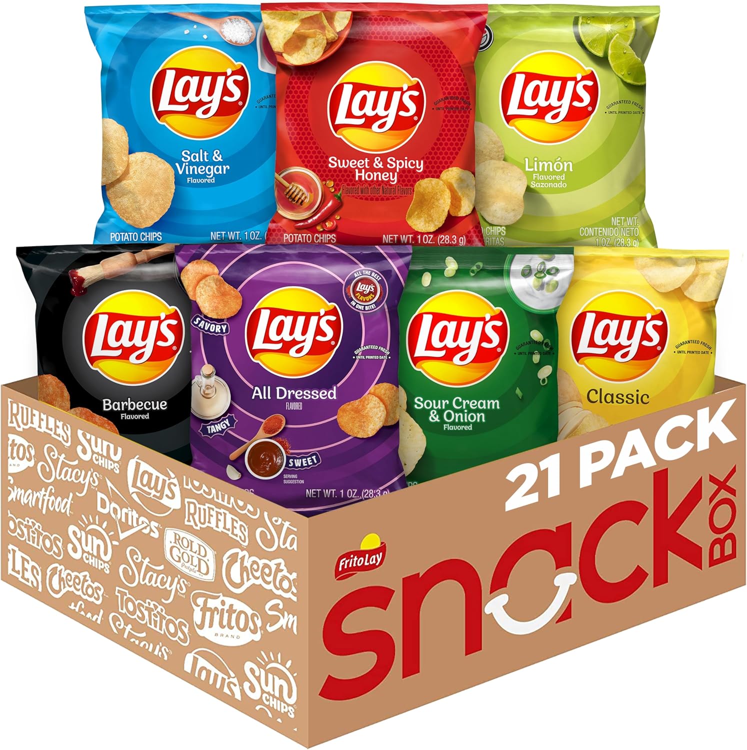 Lay's Potato Chips Variety Pack, 1 oz Bags, (21 Pack) (Packaging and Formula May Vary)