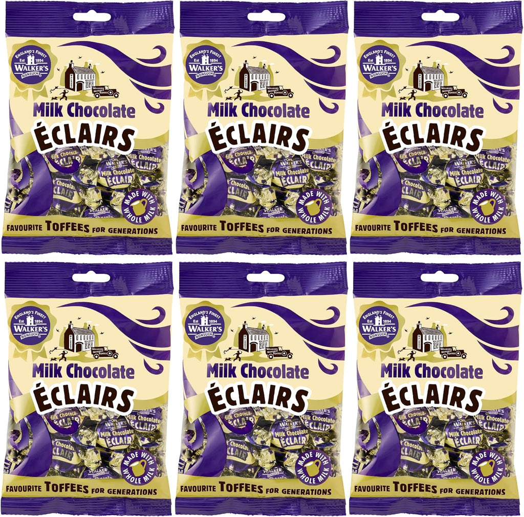Walkers Nonsuch Milk Chocolate Eclairs 5.29 oz (Pack of 6) - Traditional British Chewy Butter Toffee Candy, Classic English Creamy Toffee Sweets, Imported UK Chocolates Gourmet Gift