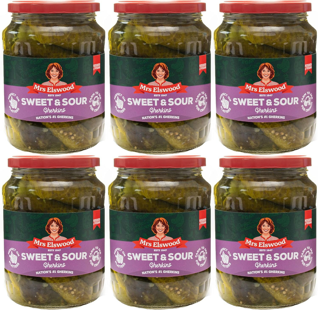 Mrs Elswood - Sweet Sour Cucumbers Pickled with Sweetener - 670g (Case of 6)