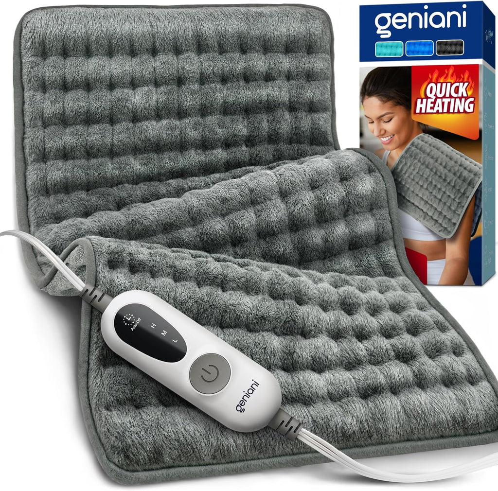 GENIANI Electric Heating Pad for Back Pain & Cramps Relief, Electric Throw, Auto Shut Off, Machine Washable, Moist Heat Pad for Neck & Shoulder - Mother’s Day Gifts, Extra Large 24x12