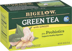 Bigelow Tea Green Tea with Ginger Plus Probiotics, Caffeinated Tea with Ginger, 18 Count Box, (Pack of 6), 108 Total Tea Bags