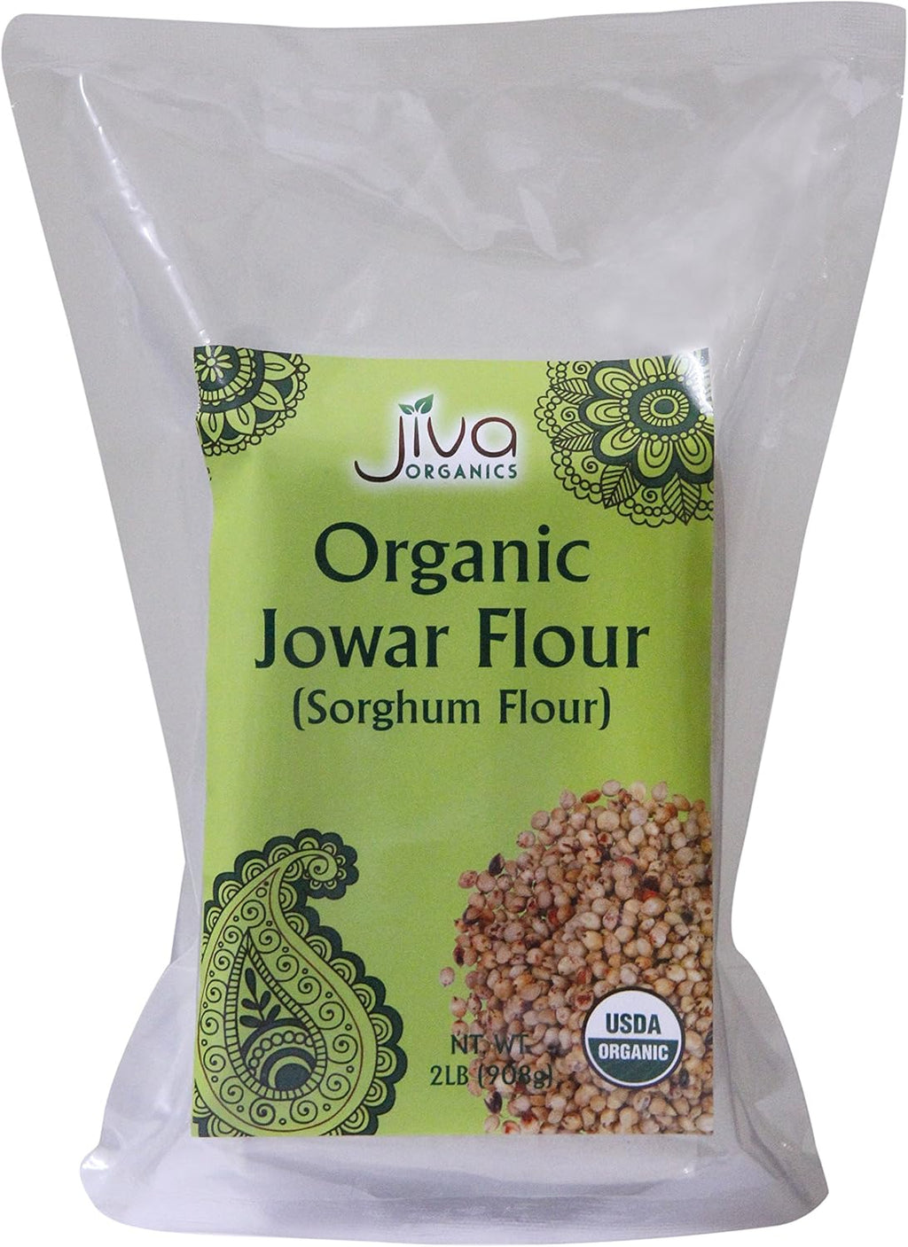 Jiva Organics Organic Sorghum Flour 2 Pound Bag - Jowar Flour, 100% Natural & Non-GMO