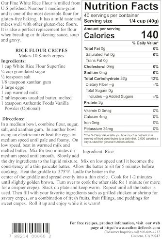 Authentic Foods Superfine White Rice Flour - 3lb