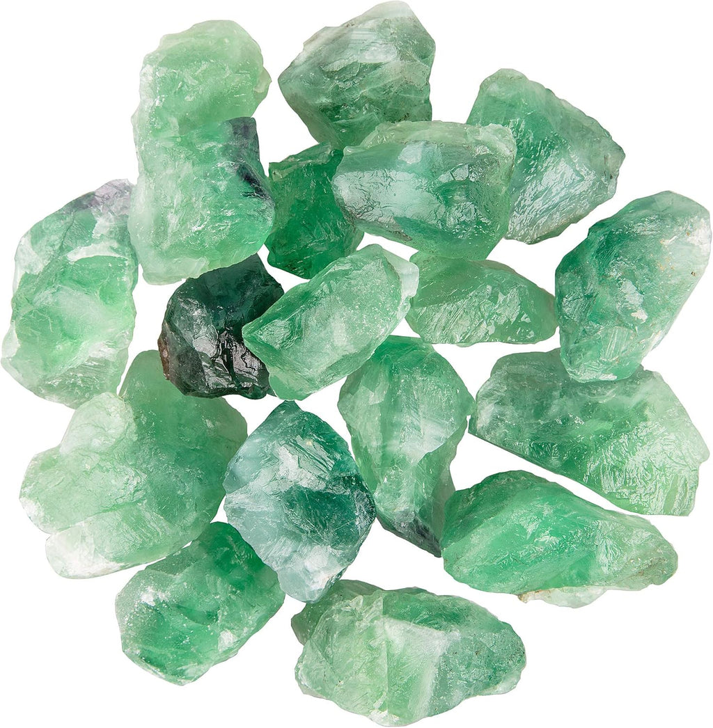 1 lb Bulk Rough Raw Green Fluorite Crystal for Tumbling, Cabbing, Polishing, Decoration, Wrapping,Large 1" Natural Raw Stones