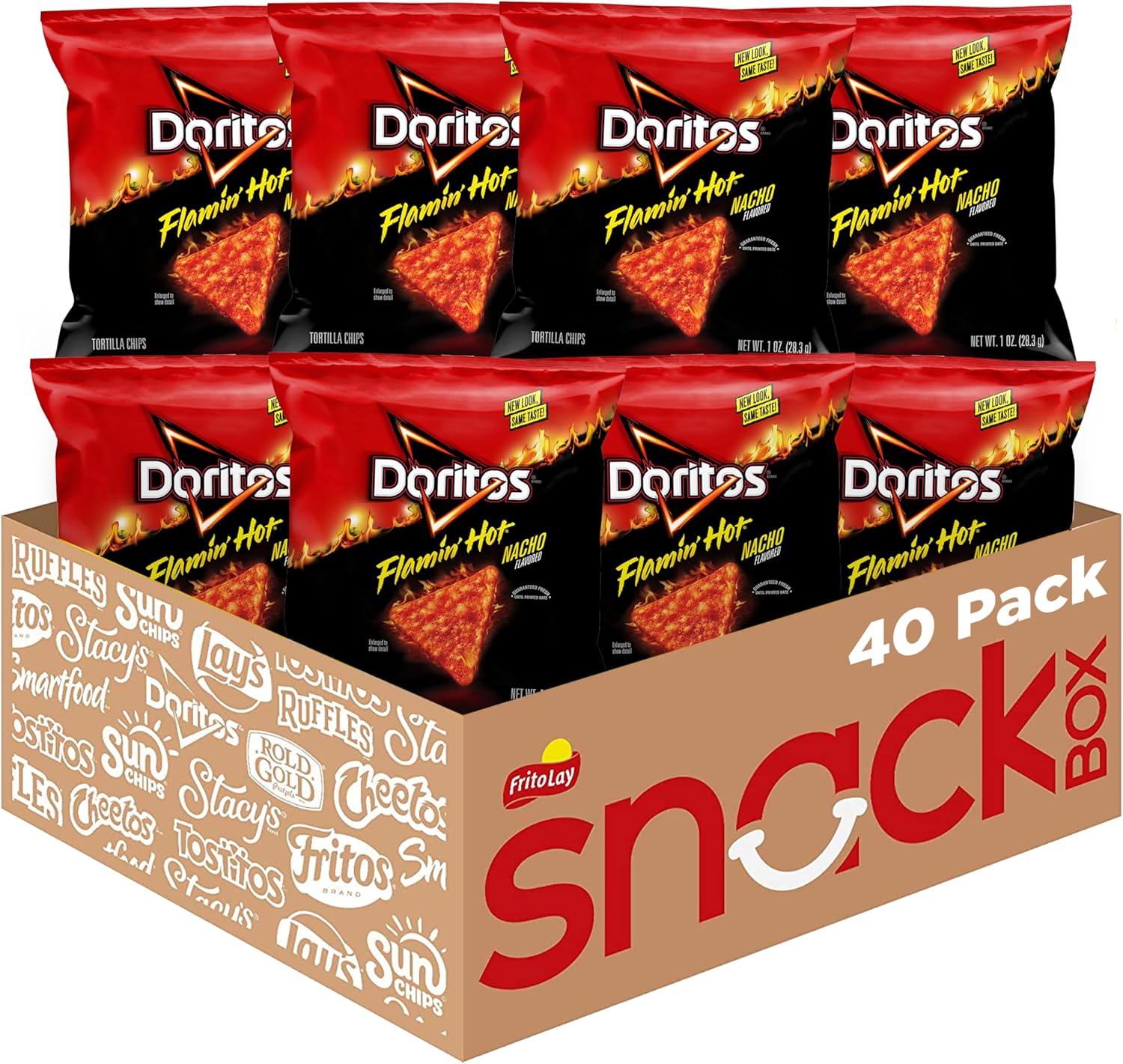 Doritos Flavored Tortilla Chips, Flamin' Hot Nacho, 1 Ounce (Pack of 40)