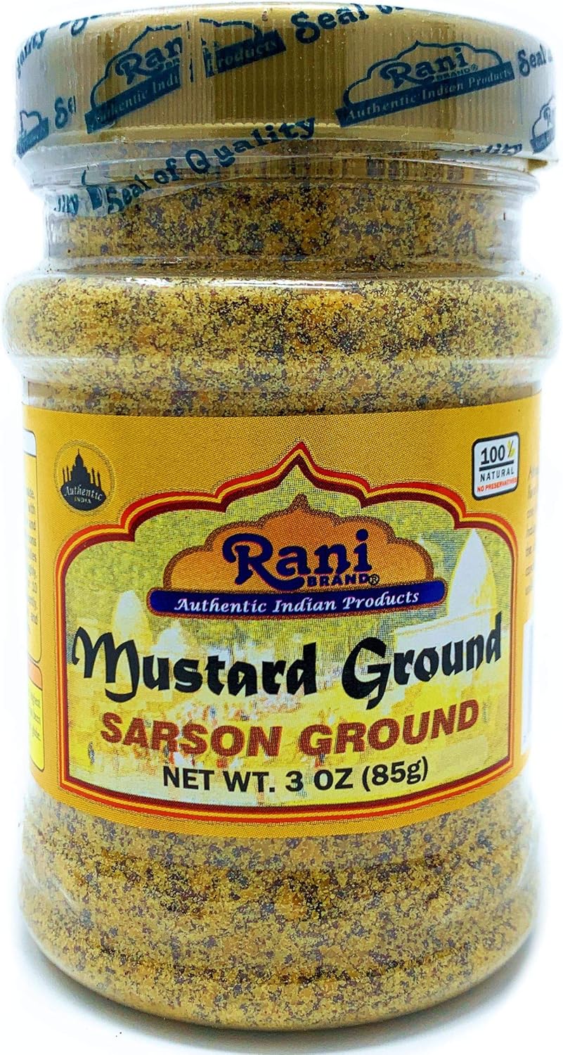 Rani Mustard Seeds Ground, Powder Spice (Rai Sarson) 3oz (85g) PET Jar ~ All Natural | Gluten Friendly | NON-GMO | Kosher | Vegan | Indian Origin