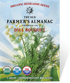 The Old Farmer's Almanac Organic Dill (Bouquet) Seeds - Approx 750 Seeds - Certified Organic, Non-GMO, Open Pollinated, Heirloom, USA Origin