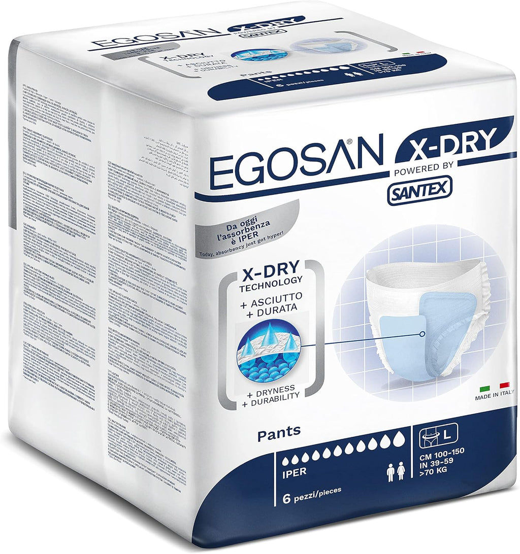 Egosan Adult Incontinence Pull Up Underwear with 8 Hours of Protection X-Dry Technology for Superior Absorbency Disposable for Men and Women (Large, 6 ct)