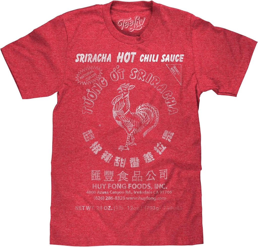 Tee Luv Men's Sriracha Hot Chili Sauce T-Shirt - Faded Sriracha Logo Shirt