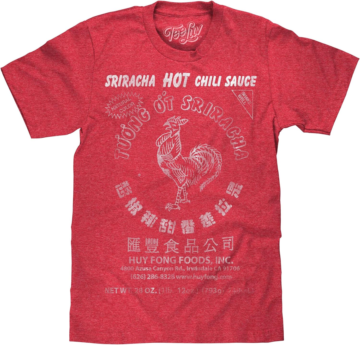 Tee Luv Men's Sriracha Hot Chili Sauce T-Shirt - Faded Sriracha Logo Shirt