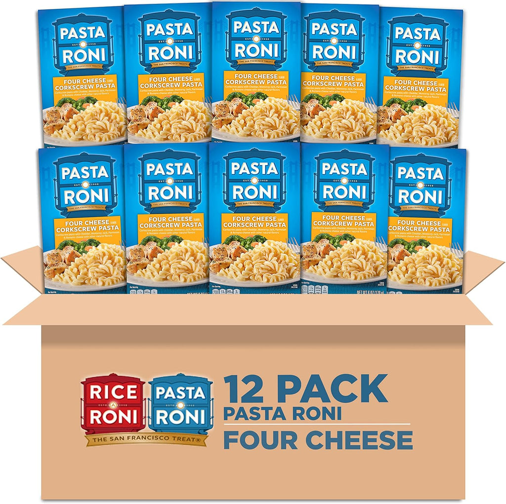 Pasta Roni, Four Cheese Corkscrew Pasta, 6oz Boxes (12 Pack)