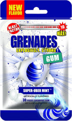 Grenades Gum - 30ct Bag - STRONG MINT GUM (Super-Uber Mint) - Ultimate Fresh Breath & Serious Nose Blasting Power - Sugar-Free Chewing Gum