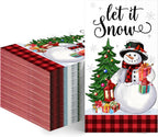 100Pcs Christmas Snowman Paper Napkins -Disposable Decorative Guest Napkins for Christmas Dinner Party Supplies (7.87 x 4.3 lnch)