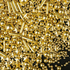 Gold Sprinkles for Cake Decorating, 4.6oz Edible Star Sprinkles with Sugar Pearls and Rods, Candy Baking Decorations, Ice Cream Toppings and Cookie Decorating, Wedding Party Valentines Supplies